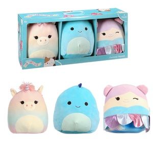 NWT 8” 3 pack Fantasy Squad Squishmallow Box Set- Fairy Dinosaur Rainbow Unicorn